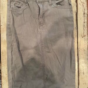 Junee Jr Womens Gray Denim Midi Skirt Size 14 Stretch Casual Modest Pencil Skirt